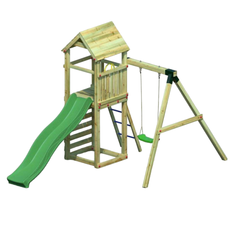 Complex de joaca din lemn Fungoo® Gaia T1S 04720PK (natur) - imagine 6